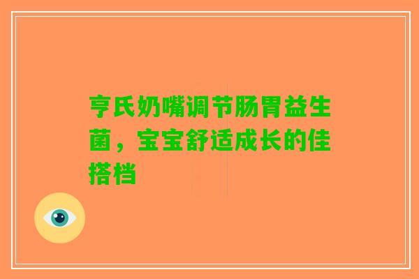 亨氏奶嘴调节肠胃益生菌，宝宝舒适成长的佳搭档