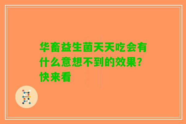 华畜益生菌天天吃会有什么意想不到的效果？快来看