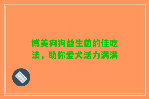 博美狗狗益生菌的佳吃法，助你爱犬活力满满