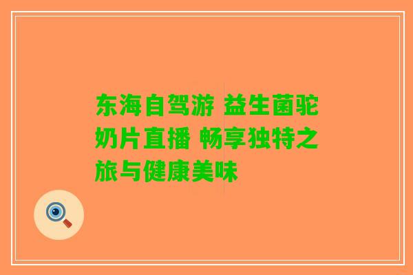 东海自驾游 益生菌驼奶片直播 畅享独特之旅与健康美味