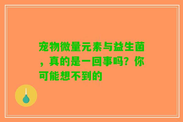 宠物微量元素与益生菌，真的是一回事吗？你可能想不到的