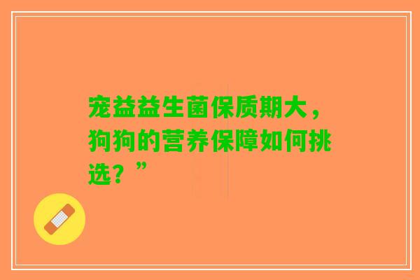 宠益益生菌保质期大，狗狗的营养保障如何挑选？”