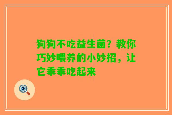狗狗不吃益生菌？教你巧妙喂养的小妙招，让它乖乖吃起来