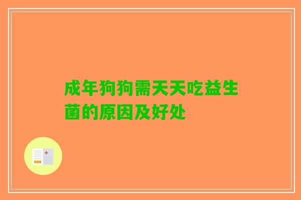 成年狗狗需天天吃益生菌的原因及好处